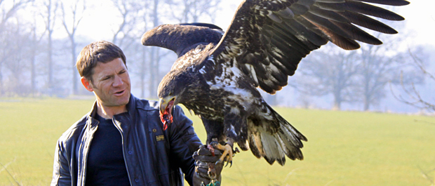 Steve Backshall with a bald eagle