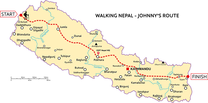 The route through Nepal